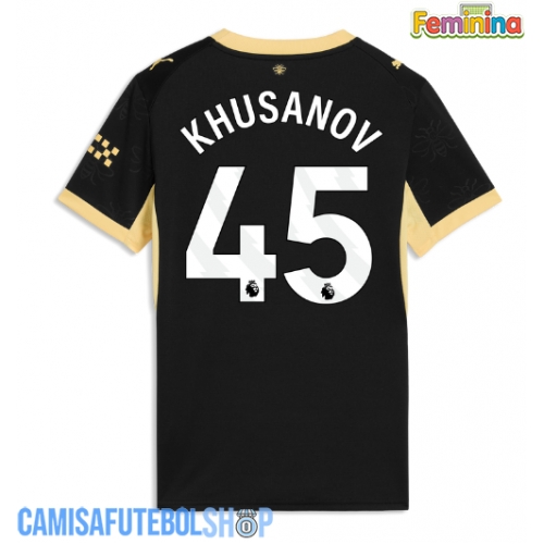 Camisa de time de futebol Manchester City Abdukodir Khusanov #45 Replicas 2º Equipamento Feminina 2026-27 Manga Curta